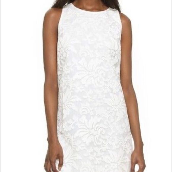Cupcakes and Cashmere Sz M White Shift Girly Lace Sleeveless Summer Beach Dress - Picture 1 of 9